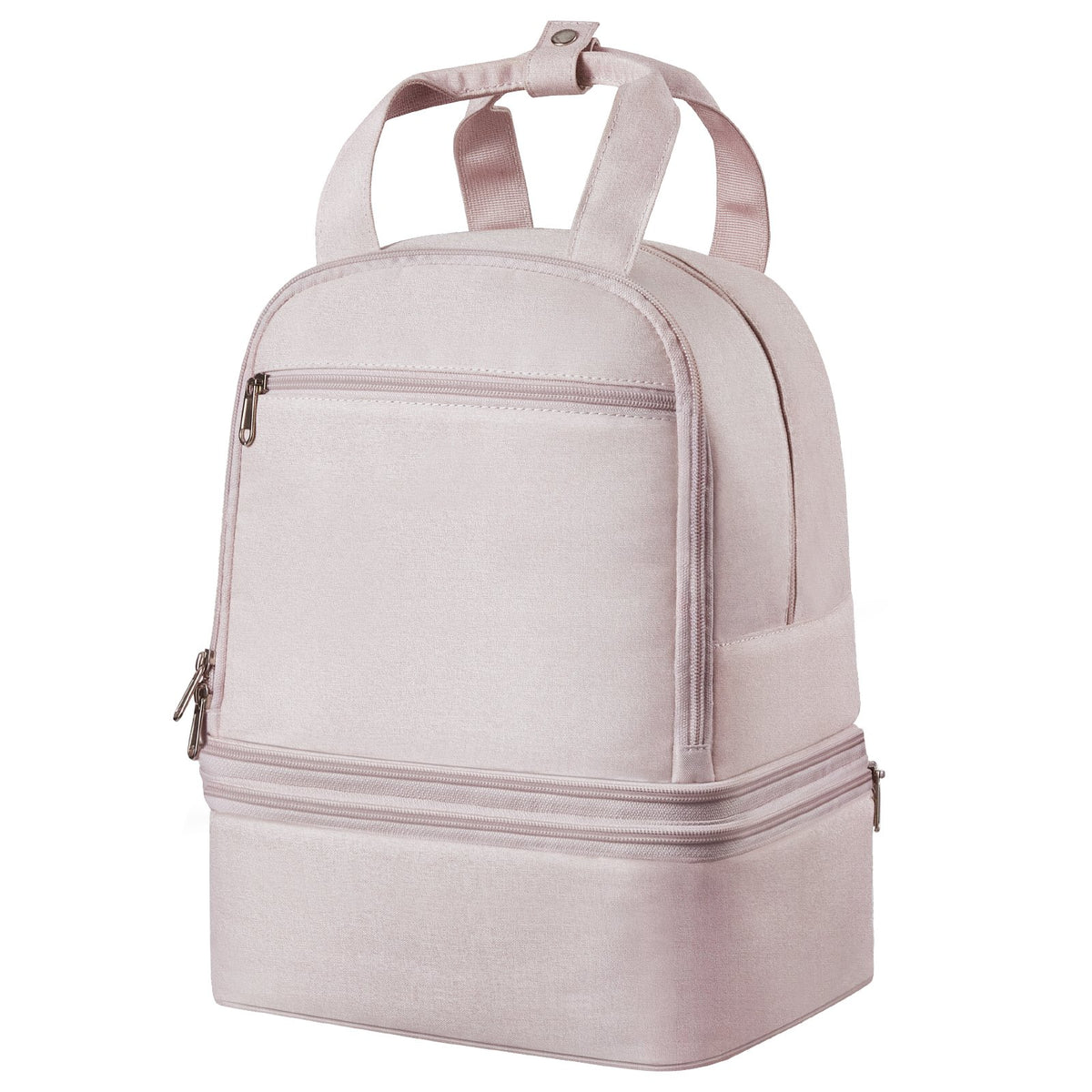 Lovelyz breast pump backpack in blush pink with insulated cooler