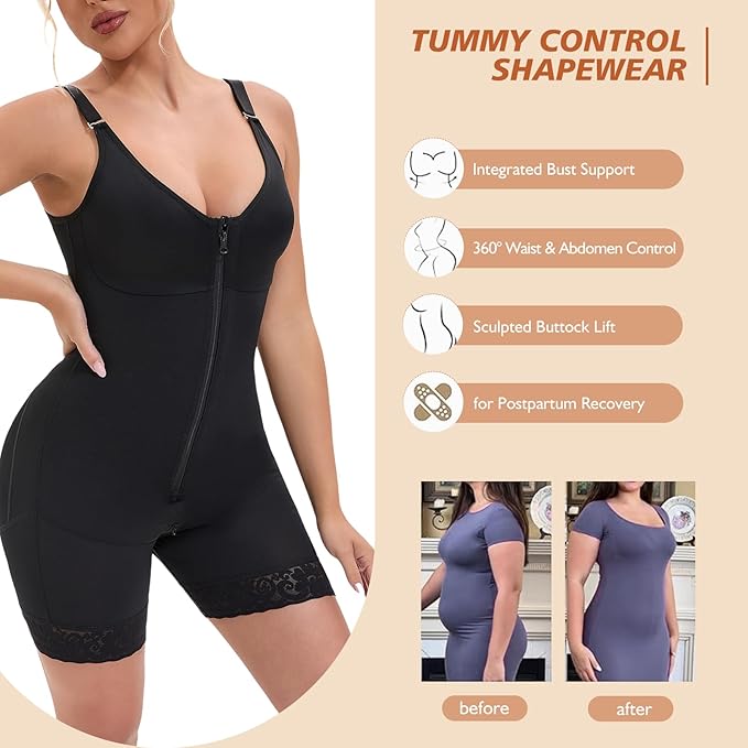 Postpartum faja zipper crotch detail