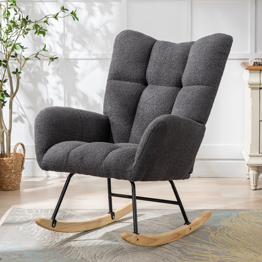 Lovelyz teddy wingback nursery glider in grey