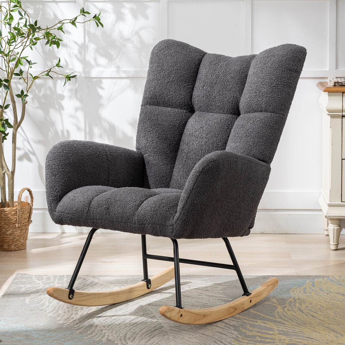 Lovelyz teddy wingback nursery glider in grey